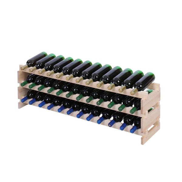 Weinregal VINOTECA FLEX PRO HxBxT 37x123x28cm 36 Flaschen auf 3 Ebenen Massives Kiefernholz Natur unbehandelt