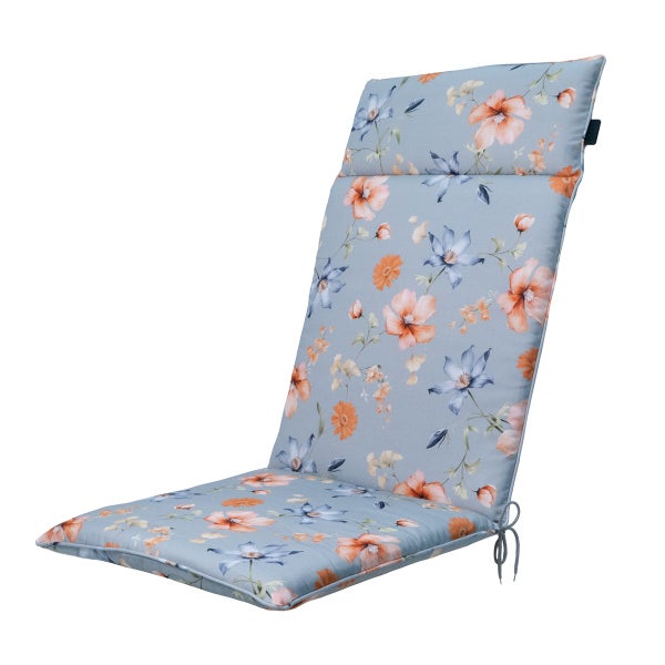 Hochlehnerauflage Florina blau - Ca. 120x50 cm - 4er-Set