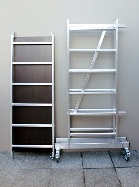 Aluminium Rollgerüst in zusammengeklapptem Zustand