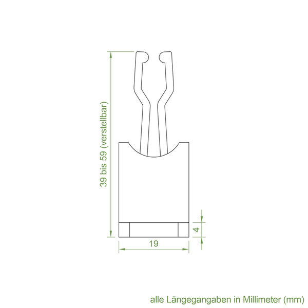 Technische Zeichnung mit Maßangaben in Millimeter