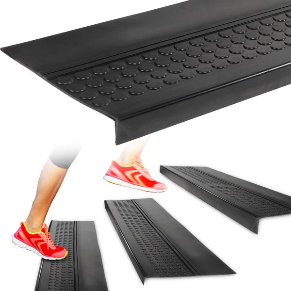 Stufenmatte aus Gummi Treppenschutz Stufenschutz 30x120cm Coins/ Noppen Schwarz