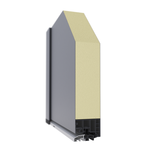 Moderne Haustür mit Griff und horizontalen Zierleisten