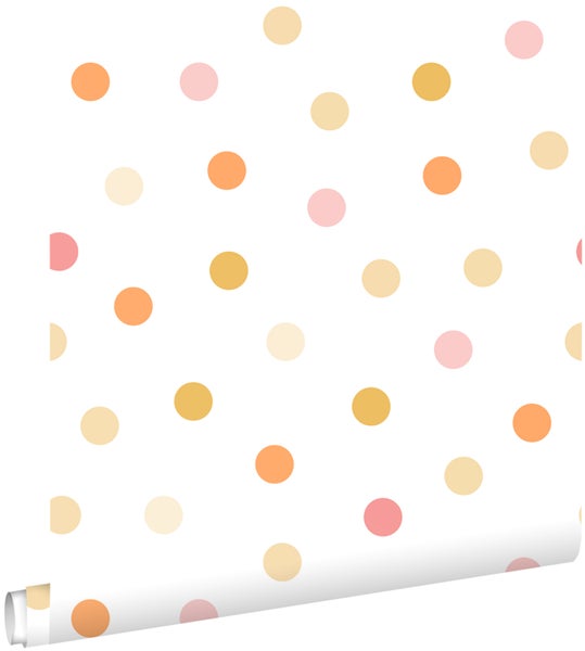 ESTAhome Tapete Punktmuster Gelb, Orange und Rosa - 50 x 900 cm - 131623