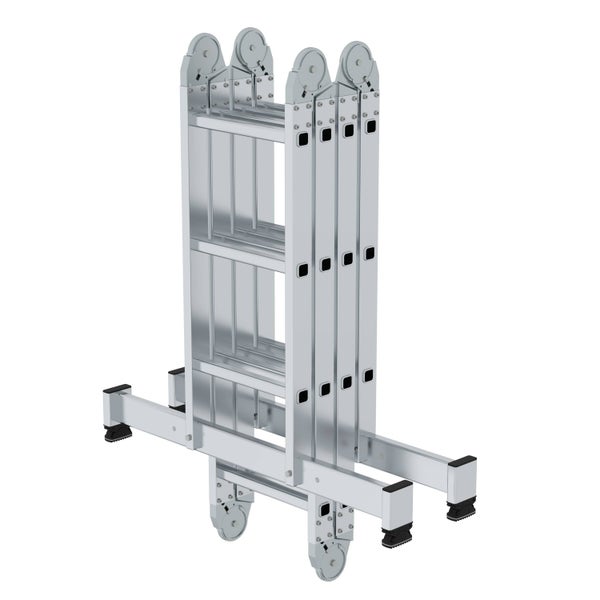PROREGAL Vielzweckleiter 4-Teilig mit Traverse 2 x 3 & 2 x 4 Sprossen