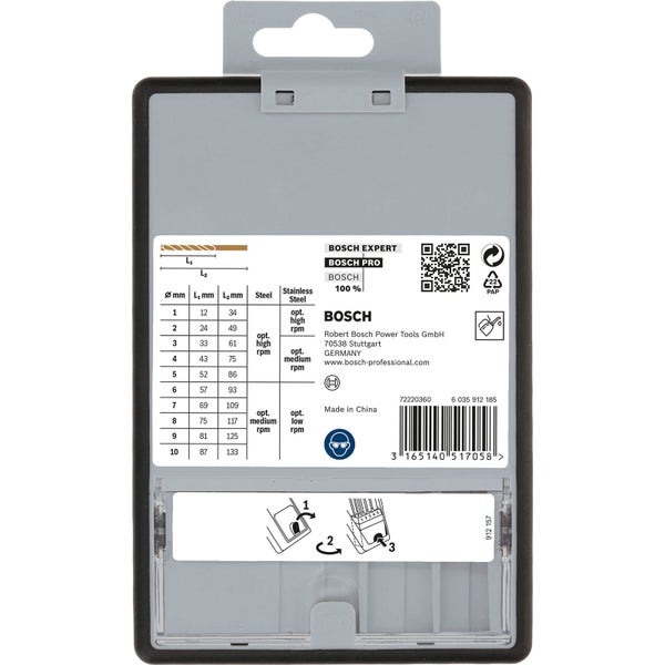 Bosch PRO Stainless Steel HSS-Co Spiralbohrer-Set 10-tlg. - 2607019925