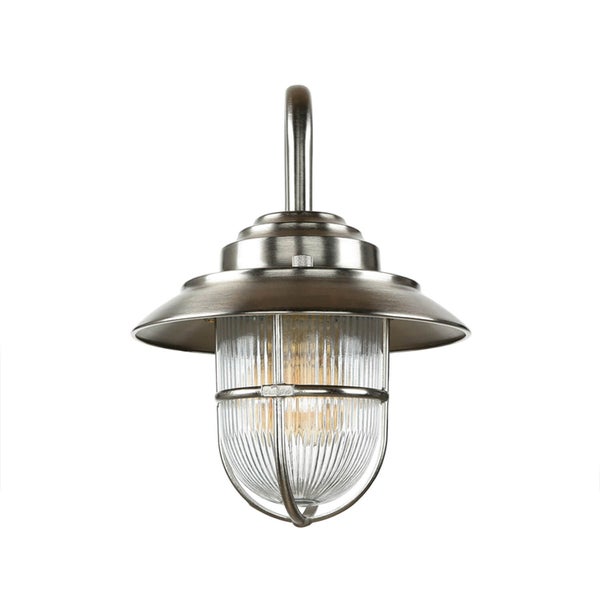 Wandleuchte mit klarem, geriffeltem Glas und Metallgehäuse