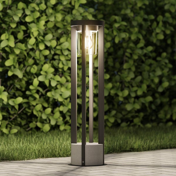 Lucande Außenleuchte Overa (spritzwassergeschützt (Modern) in Alu aus Aluminium (1 flammig, E27) - Wegeleuchte Pollerleuchte Wegelampe Sockelleuchte