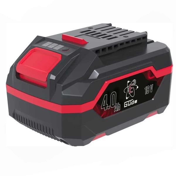 Güde Akku-Pack 18 Volt, 4,0 Amperestunden, Schwarz und Rot, für Elektrowerkzeuge.