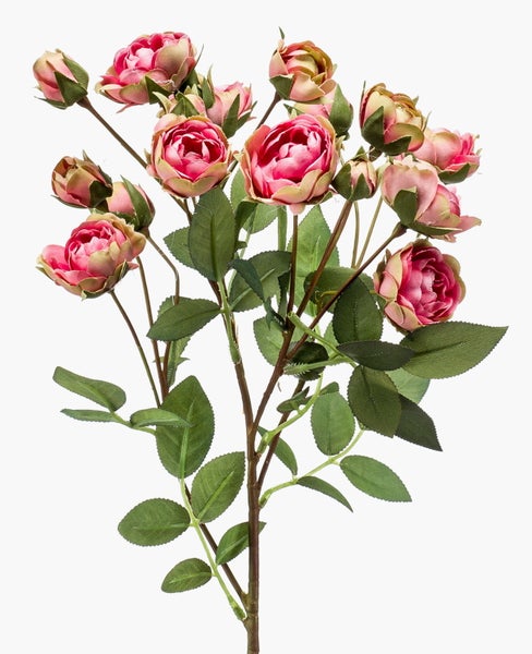 Künstliche Ranunkeln in Rosa mit grünem Stiel und Blättern