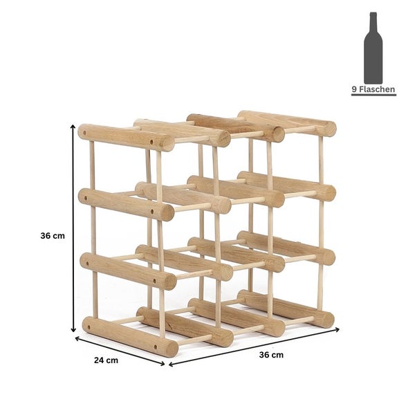 PROREGAL Modulares Weinregal Vinotega Mod HxBxT 36 x 36 x 24 cm 1 x  9 Flaschen Massives Kiefernholz Natur