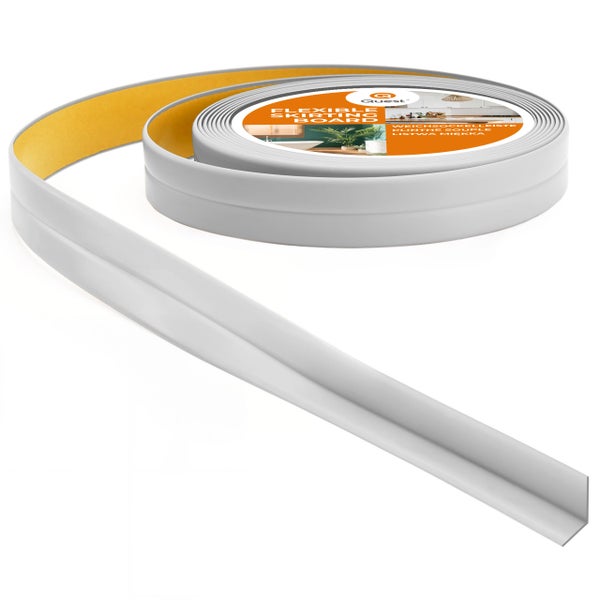 Quest Weichsockelleiste Selbstklebend 10 x 10 mm, PVC, Flexibel, Hellgrau, 5 Meter