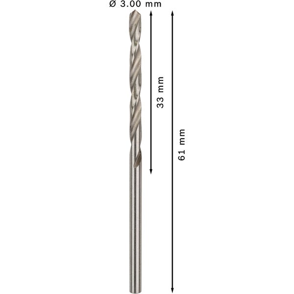 Metallbohrer mit Durchmesser 3,00 mm und einer Länge von 61 mm