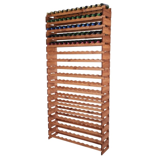 Weinregal VINOTECA FLEX PRO HxBxT 247x123x28cm 216 Flaschen auf 18 Ebenen Massives Kiefernholz Braun geölt
