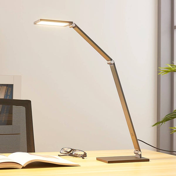 Lucande LED Tischlampe Mion dimmbar (Modern) in Alu aus Aluminium (1 flammig, ) - Tischleuchte Schreibtischlampe Nachttischlampe Arbeitszimmerleuchte