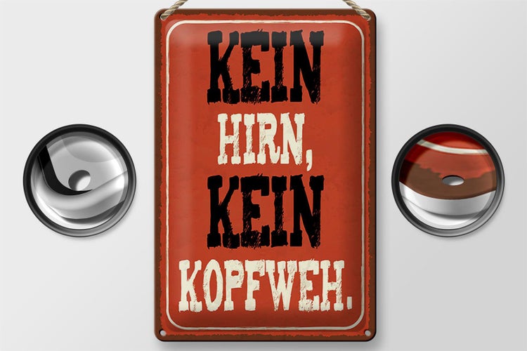 Blechschild Spruch 20x30cm kein Hirn kein Kopfweh