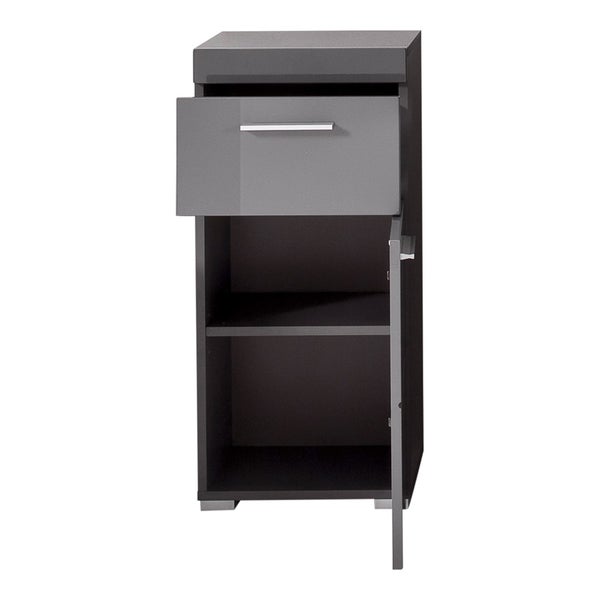 AmandaMando Bad Standtype Stauraum 1 Tür, 1 Schublade grau, grau Hochglanz. 37 X 31 X 79 cm