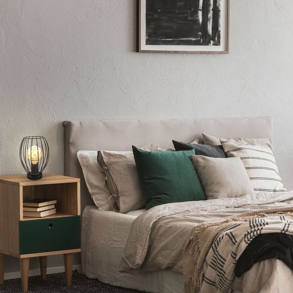 Nachttischlampe - mit Schalter, retro, max. 40W, E27 Fassung, schwarz