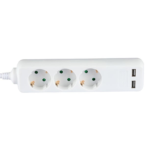 3 Ways Extension Sockets - USB - IP20 - Weiß - 5 m wire