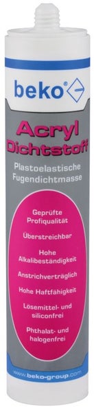 beko Acryl Dichtstoff, plastoelastische Fugendichtmasse in der Kartusche.