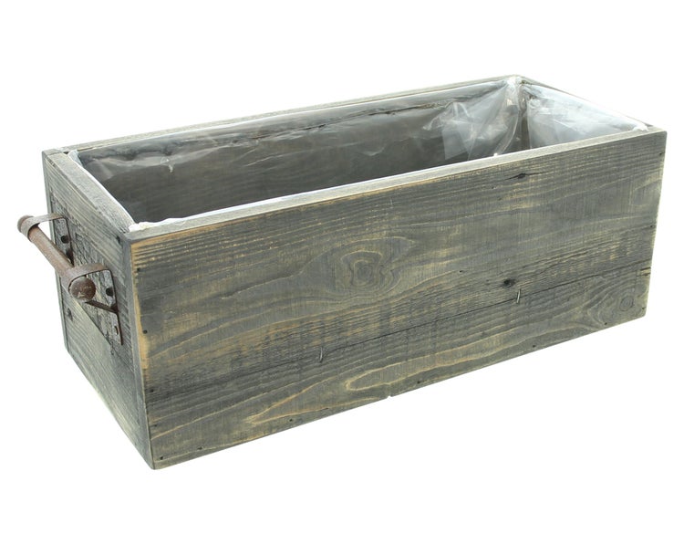 FRANK FLECHTWAREN | Pflanzbox Farmhouse, HOLZ, METALL, FOLIE, 40 x 18 x 15 cm