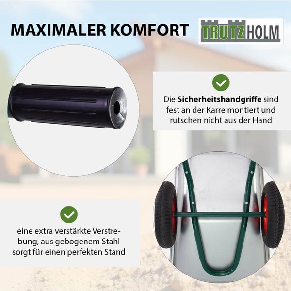 2-Rad-Schubkarre 100 Liter 160 kg Tragkraft verzinkter Stahl Luftrad auf Stahlfelge Bauschubkarre