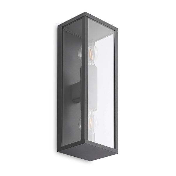 Lindby Wandleuchte außen Peldar (spritzwassergeschützt (Modern) in Schwarz aus Aluminium (2 flammig, E27) - Außenwandleuchten Wandlampe Led Außenlampe Outdoor für Außenwand/Hauswand