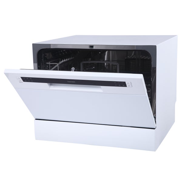 homeX Tischgeschirrspüler Mini Geschirrspüler 6 Programme Spülmaschine klein 6 Maßgedecke Aquastop GST6AE-W