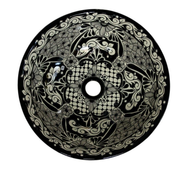 Keramik Waschbecken mit floralem Muster für Badezimmer