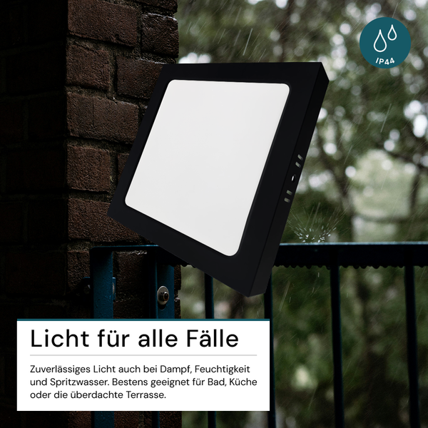 Quadratische LED-Außenleuchte mit IP44-Schutzart