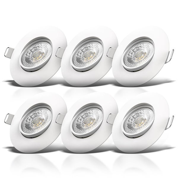 Einbauspot 68mm 6er Set - 230V, 4,9W, 480lm, LED, warmweiß, weiß