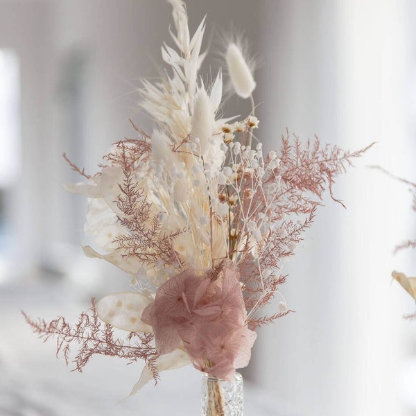 Trockenblumenstrauß Mini - Tischdeko rosa weiß