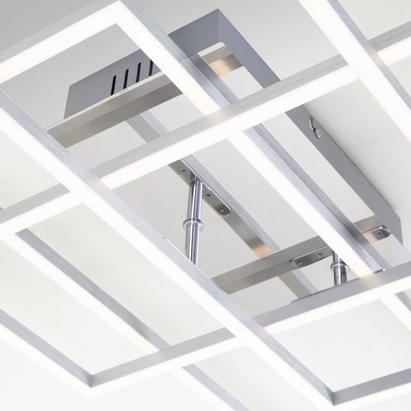 LED Deckenleuchte Dimmbar Fernbedienung CCT Timer 55W silber Metall Briloner
