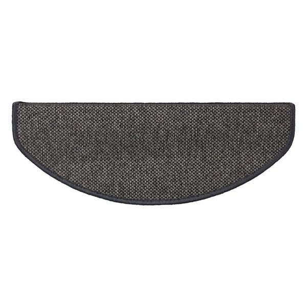 FLOORDIREKT Stufenmatte Sabang - Sisaloptik - Gekettelter Rand & Selbstklebend - Anthrazit - 23,5 x 65 cm - Halbrund
