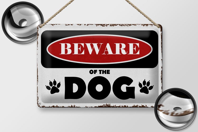 Blechschild Spruch 30x20cm beware of the dog Vorsicht Hund