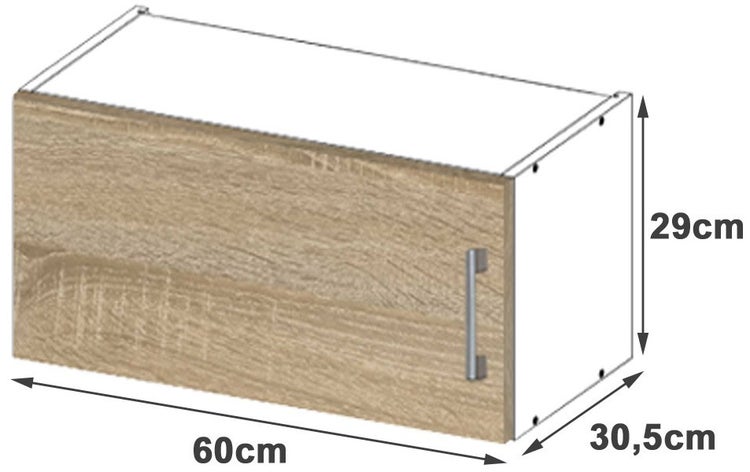 Hängeschrank mit einer Tür, Abmessungen 60 x 30,5 x 29 cm