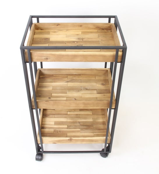 FRANK FLECHTWAREN | Servierwagen Living-Wood, HOLZ, 41 x 28 x 74 cm