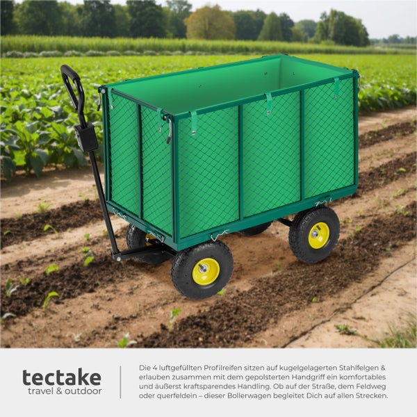 Bollerwagen tectake  Belastbarkeit 544 kg mit klappbaren Seitenwänden grün