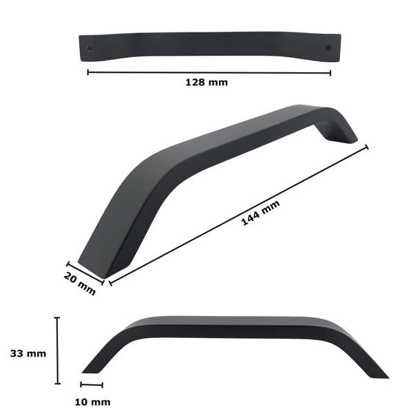 Möbelgriff Stangengriff Tulsa Lochabstand 128 mm Schwarz 10 Stück