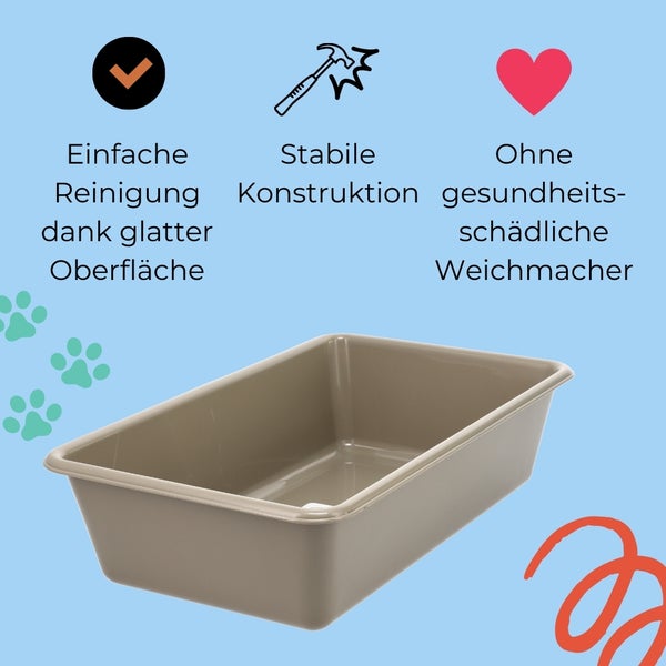 Katzentoilette mit glatter Oberfläche für einfache Reinigung, stabiler Konstruktion und ohne gesundheitsschädliche Weichmacher