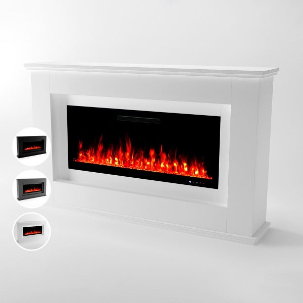 Glow Fire Elektrokamin 'Rhea' | LED Standkamin in schwarz mit Heizung (1500 W) | HxBxT:  97x158x33 cm