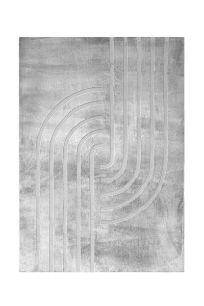 Rechteckiger Teppich mit modernem, geschwungenem Linienmuster und weicher Textur
