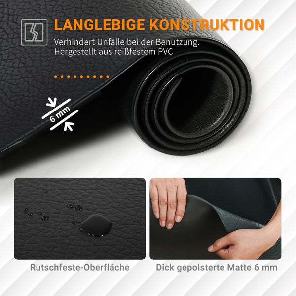 HOMCOM Bodenschutzmatte für Fitnessgeräte, 180L x 90B x 0,6H cm, PVC, Schwarz