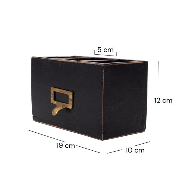 Dekorative Aufbewahrungsbox mit Etikettenhalter und den Maßen 19 x 10 x 12 cm