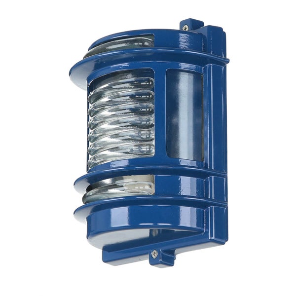 Blaue Außenwandleuchte mit klarem Glas