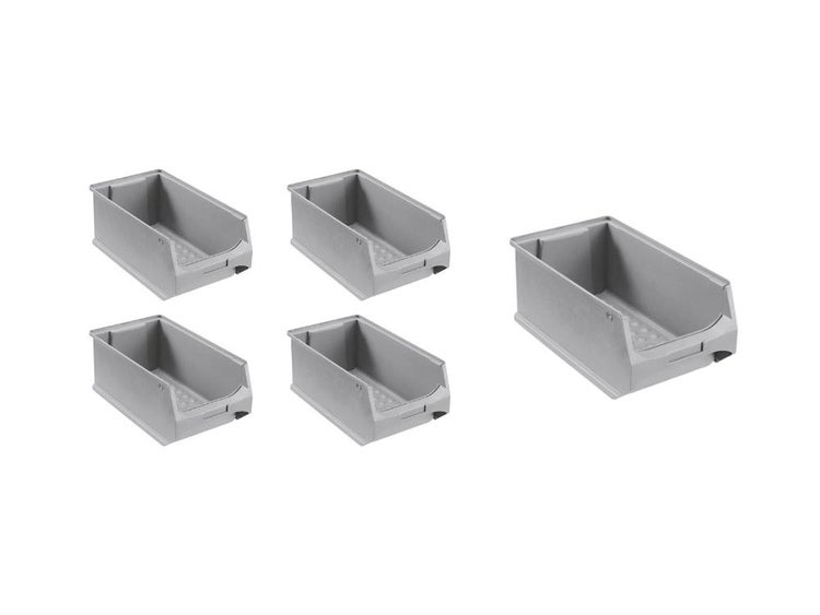 PROREGAL SparSet 5x Graue Sichtlagerbox 4.0 HxBxT 15 x 20 x 35 cm 7,2 Liter Sichtlagerbehälter