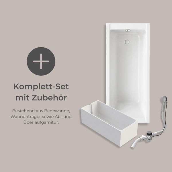 Komplettset mit Badewanne, Badewannenfuß und Ab- und Überlaufgarnitur
