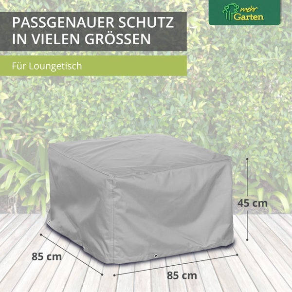 Mehr Garten - Premium PROTECT Loungetisch-Abdeckung, Maße: 100(B) x 100(T) x 45(H) cm I Gartenmöbel-Schutzhülle wasserdicht, UV-beständig & atmungsaktiv aus robustem Gewebe I Taupe (Hellgrau)