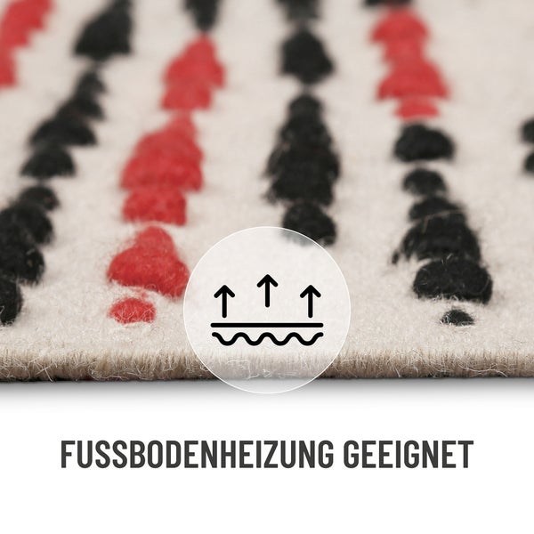 Wollteppich Creme Beige London Red WECONhome 80x150 cm