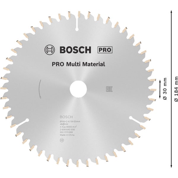 Bosch PRO Multi Material Kreissägeblatt 184 x 2,4 x 30 mm - 2608640506