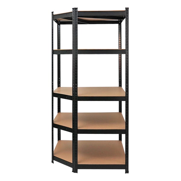 PROREGAL Eckregal Ragnar für Gesamtlast 875 kg HxBxT 180 x 90 x 60 Schwarz Kellerregal Steckregal Garagenregal Lagerregal